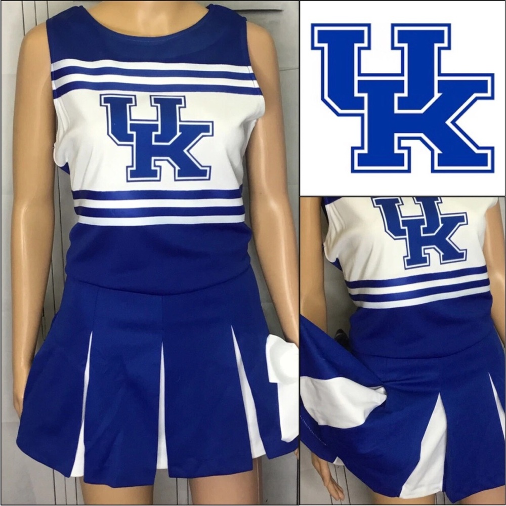 Blue and White Cheerleader Uniform